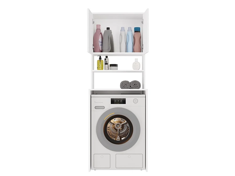 Meuble lave-linge/sèche-linge de comptoir XL blanc DK XL - 64 x 30 x 180 cm