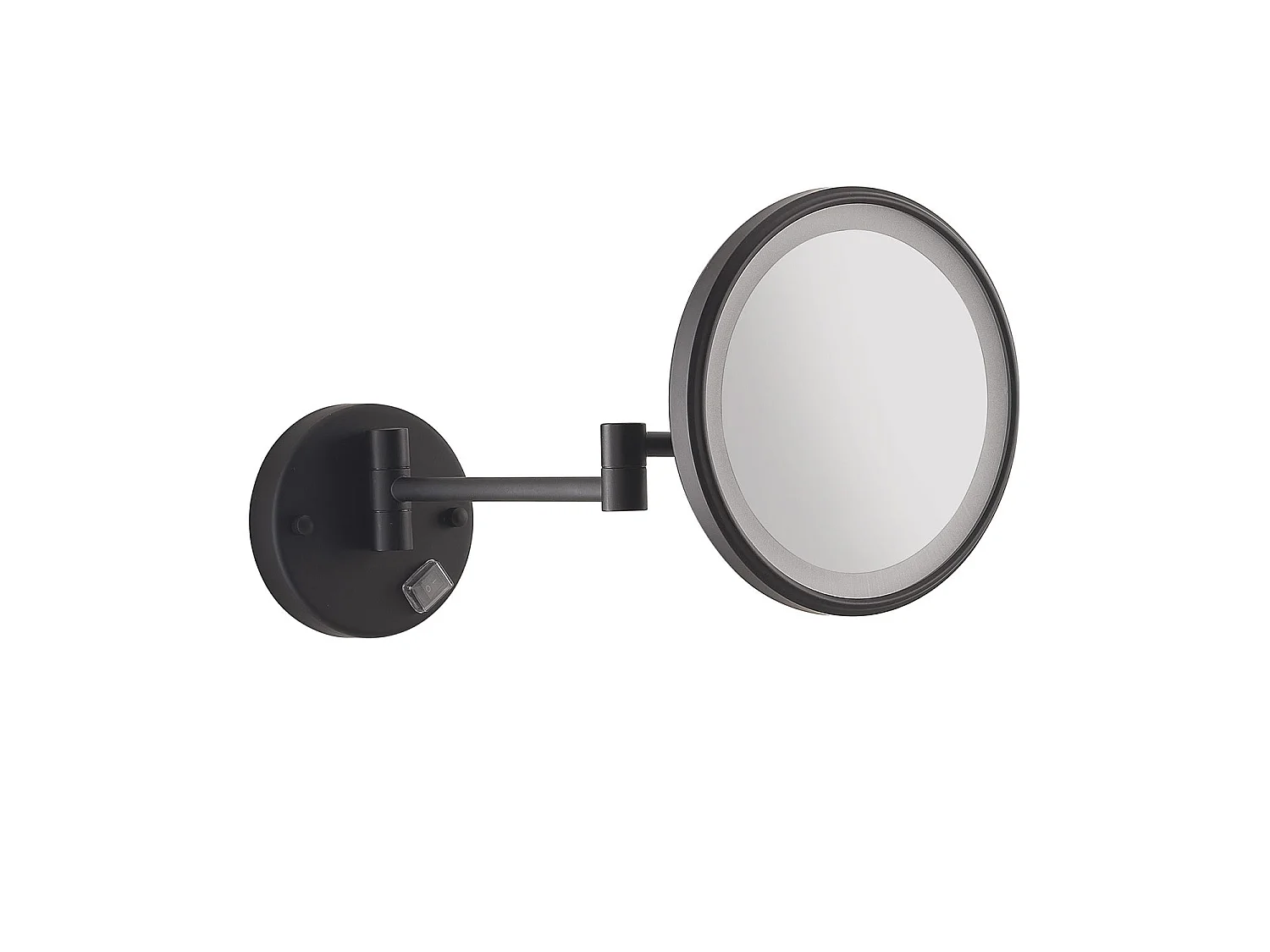 Miroir Grossissant Mural Rond 5X Avec Led Noir Mat | Eva