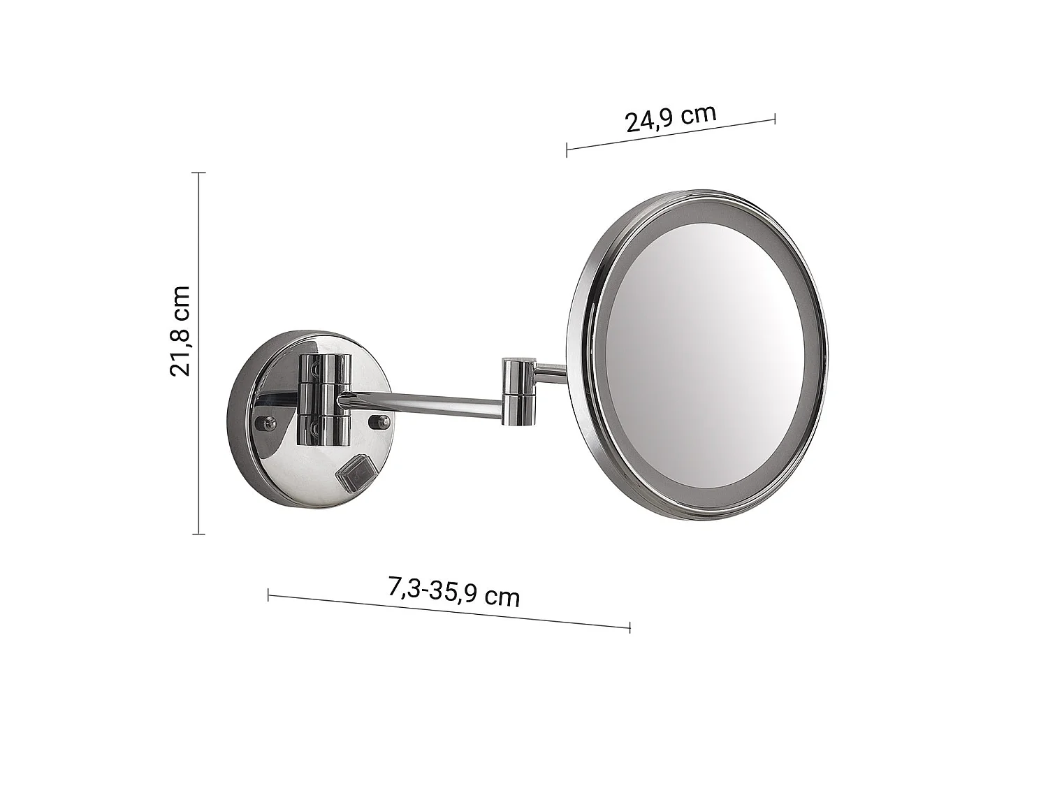 Miroir Grossissant Mural Rond 5X Avec Led | Eva