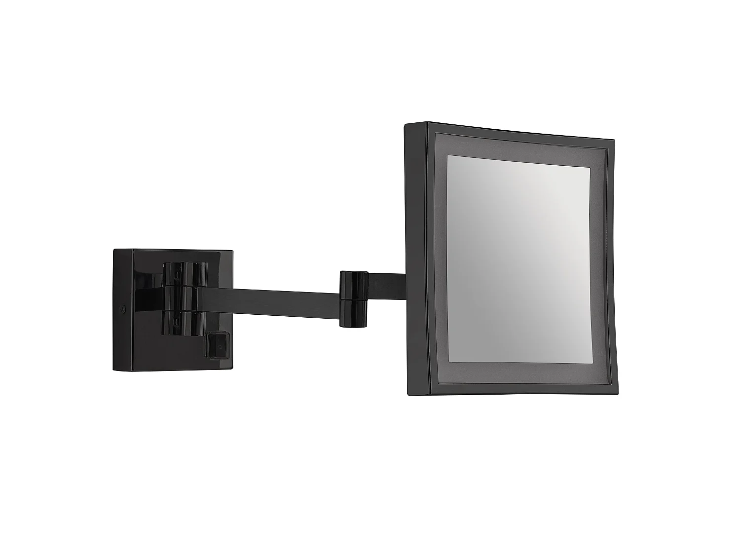 Miroir Grossissant Mural Carré 5X Avec Led Noir Mat | Nina