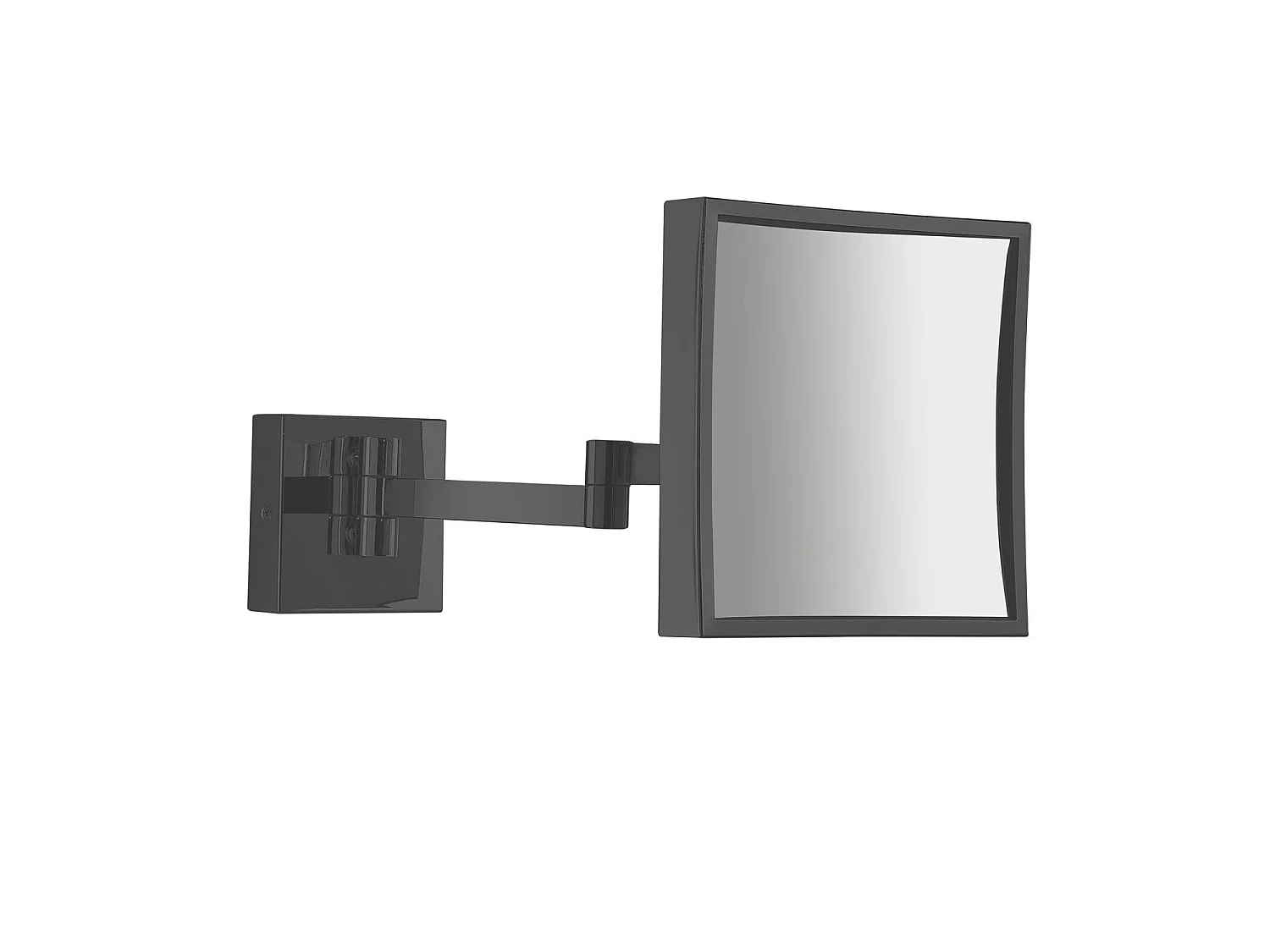 Miroir Grossissant Mural Carré 5X Noir Mat Avec Bras Réglable | Maya