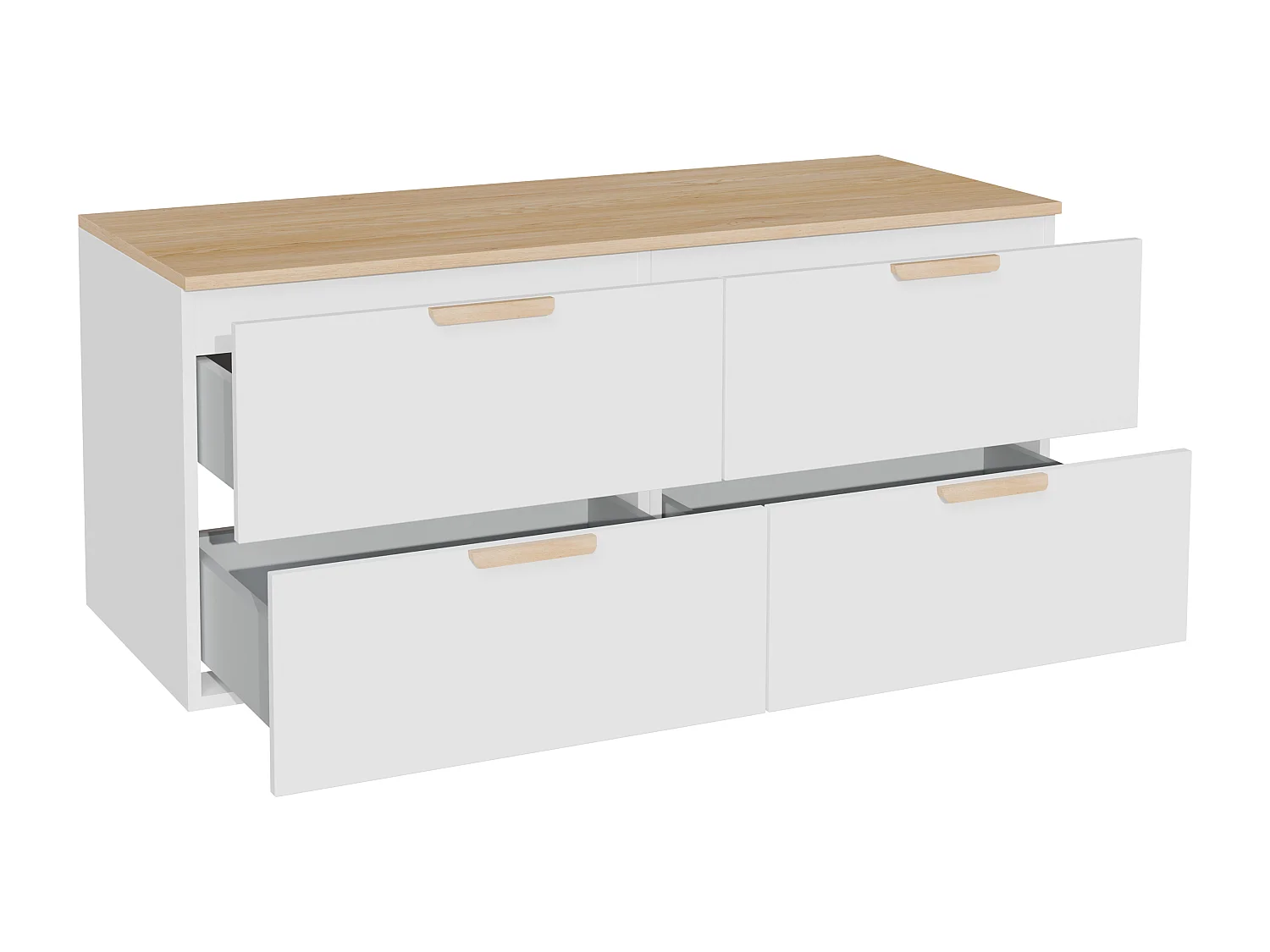 Meuble sous vasque suspendu avec planche – Blanc – L120 cm – AVORELI