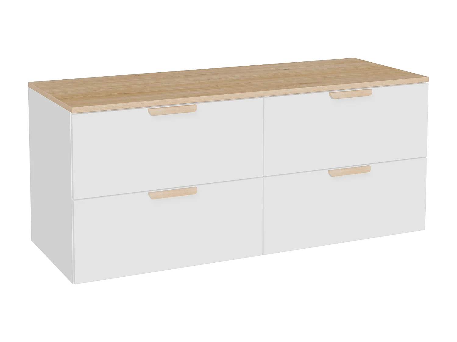 Meuble sous vasque suspendu avec planche – Blanc – L120 cm – AVORELI