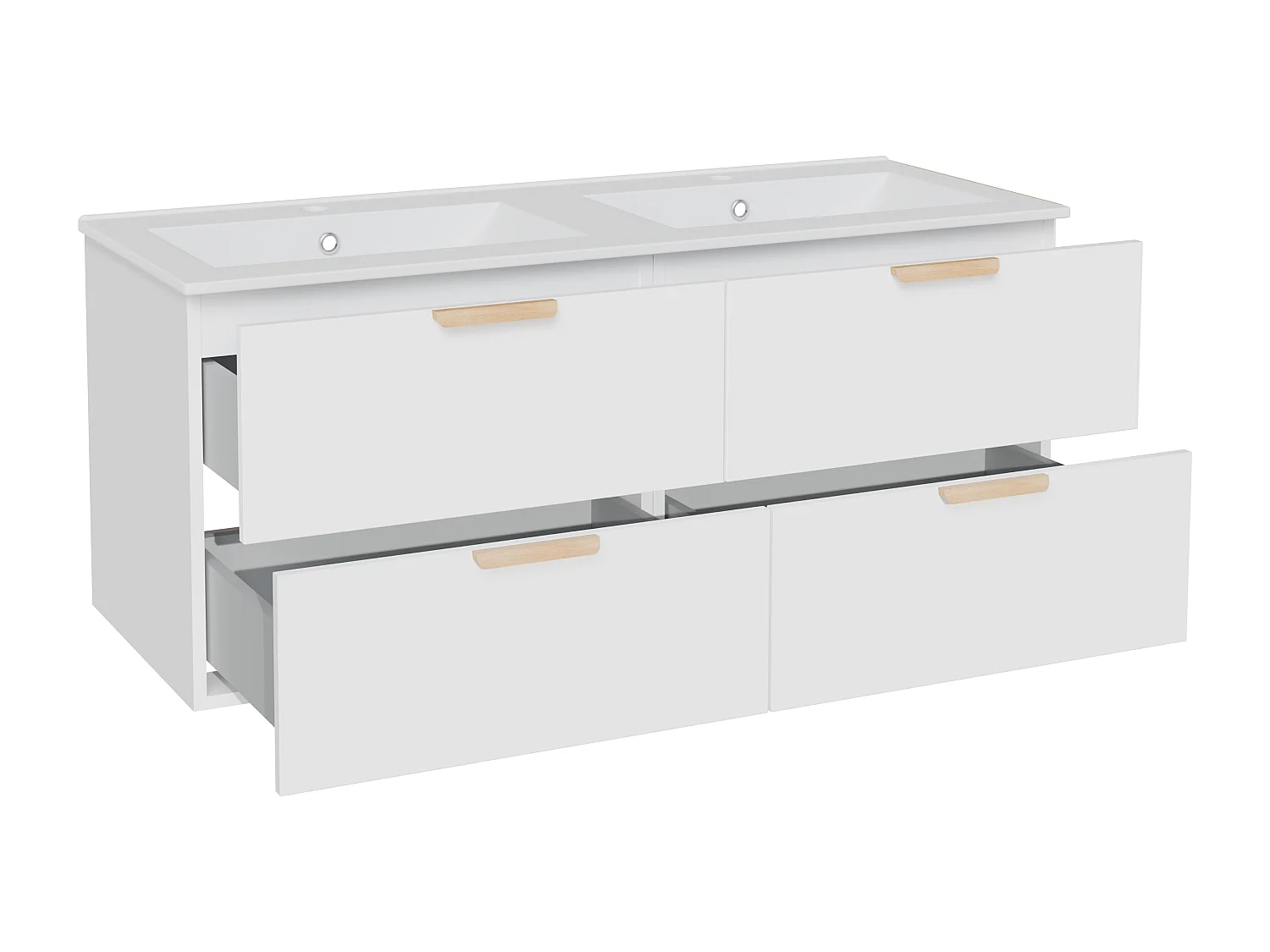 Meuble de salle de bain suspendu avec vasque à encastrer – Blanc – L120 cm – AVORELI