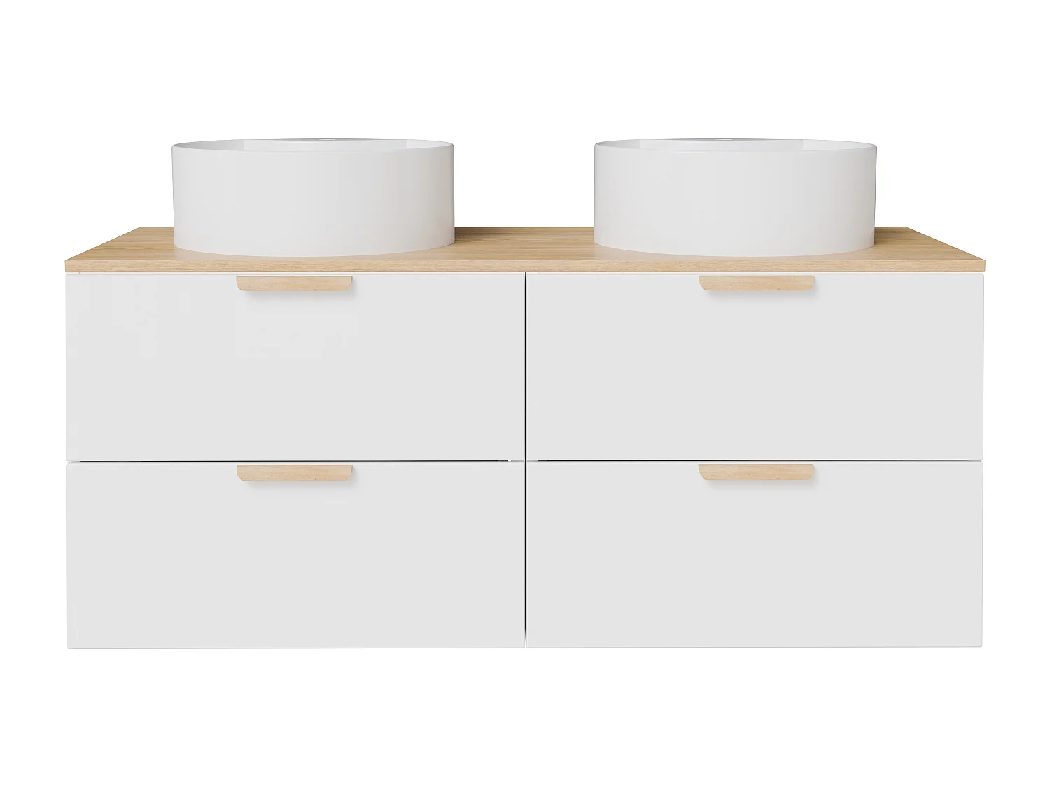 Meuble de salle de bain suspendu avec vasque à poser ronde – Blanc – L120 cm – AVORELI