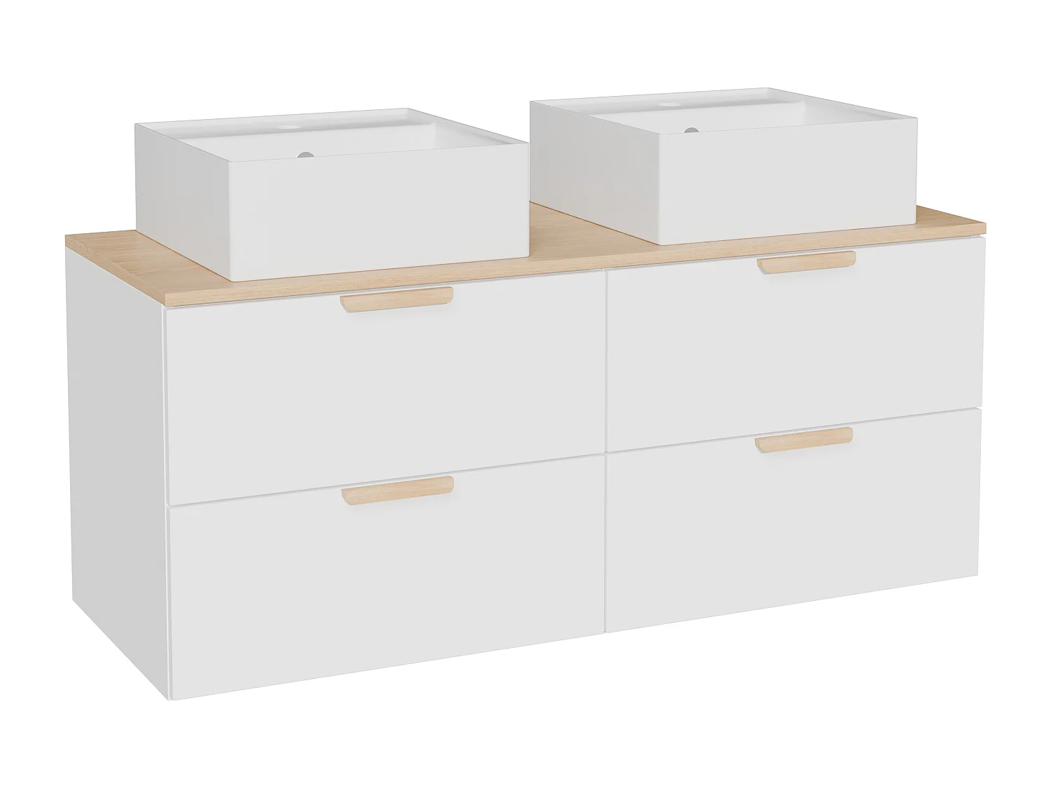 Meuble de salle de bain suspendu avec vasque à poser carrée – Blanc – L120 cm – AVORELI