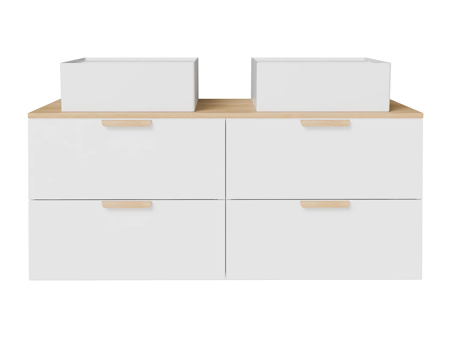 Meuble de salle de bain suspendu avec vasque à poser carrée – Blanc – L120 cm – AVORELI