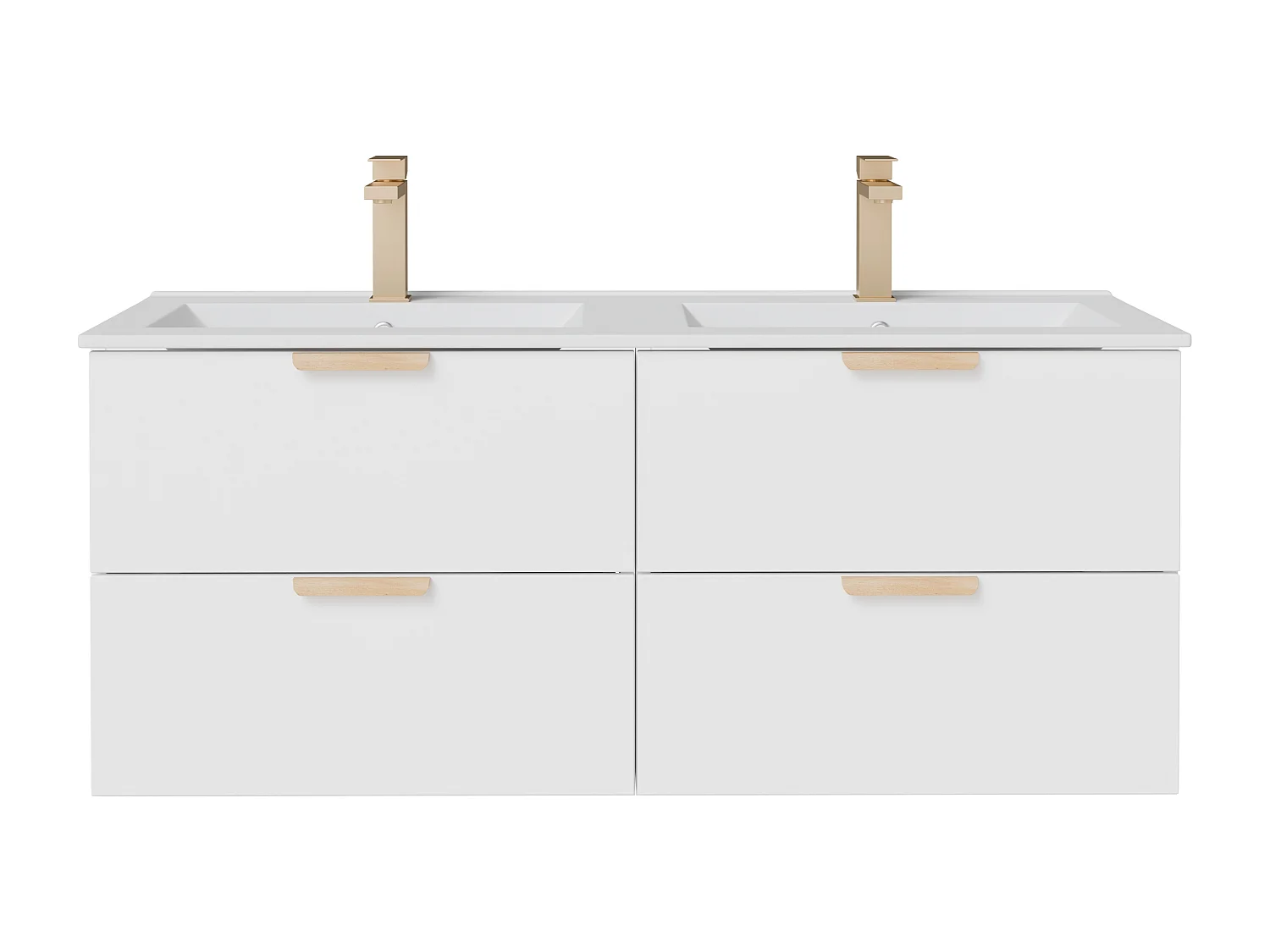 Meuble de salle de bain suspendu avec vasque à encastrer et robinet – Blanc – L120 cm – AVORELI
