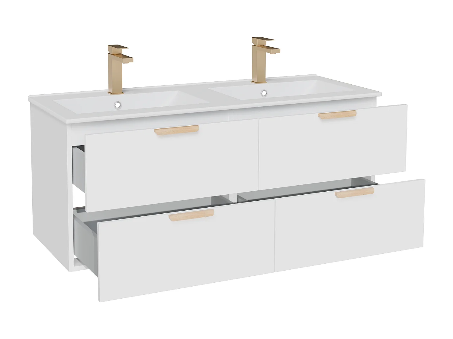 Meuble de salle de bain suspendu avec vasque à encastrer et robinet – Blanc – L120 cm – AVORELI