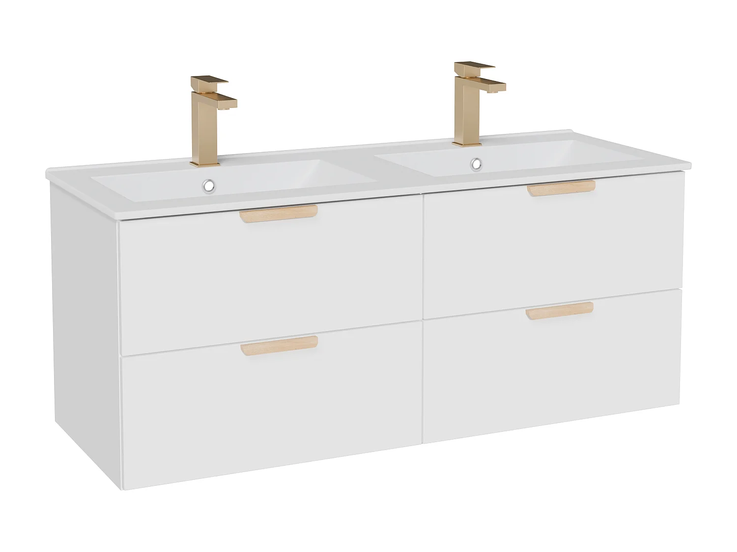 Meuble de salle de bain suspendu avec vasque à encastrer et robinet – Blanc – L120 cm – AVORELI