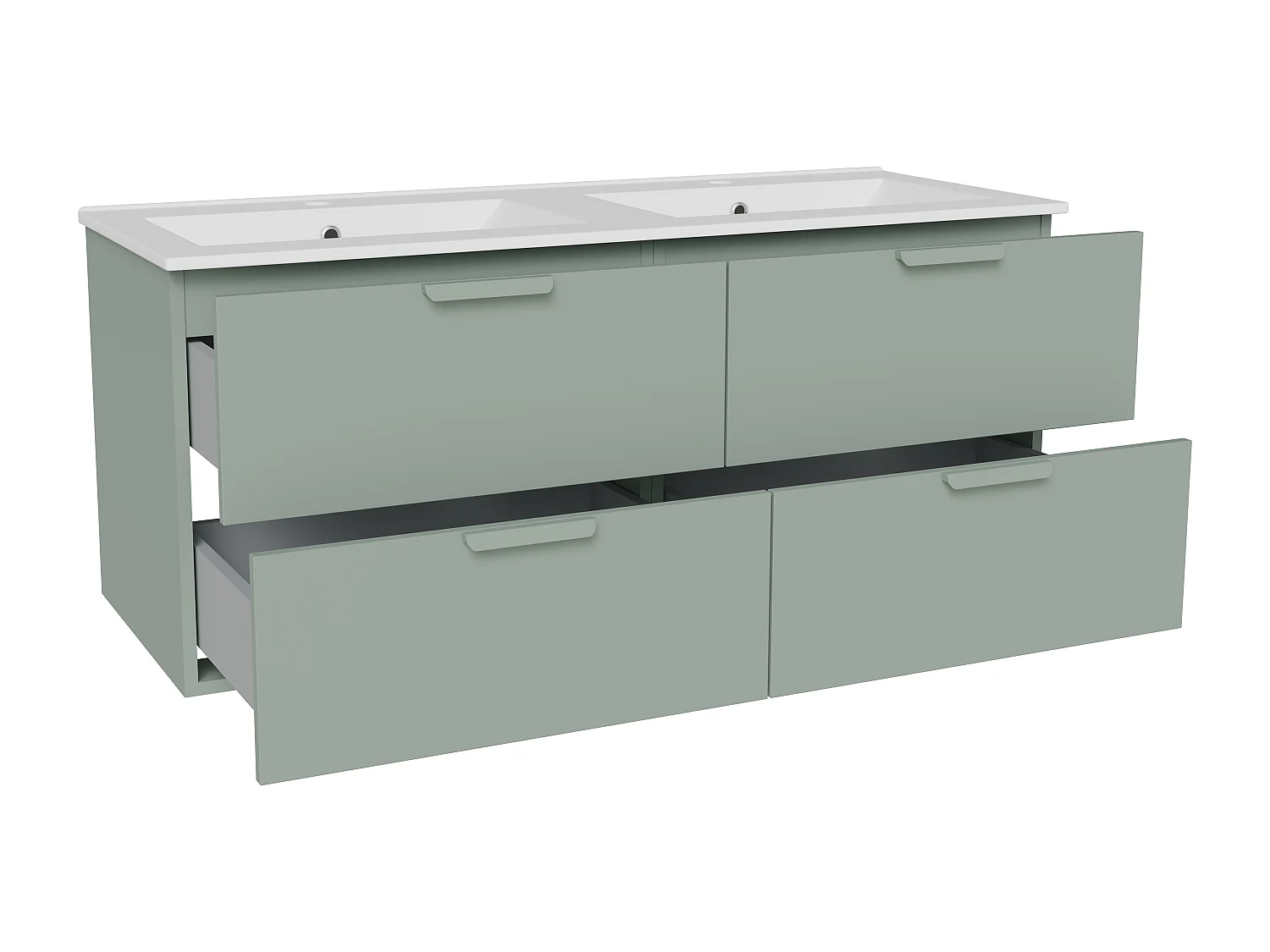 Meuble de salle de bain suspendu avec vasque à encastrer – Vert amande– L120 cm – AVORELI
