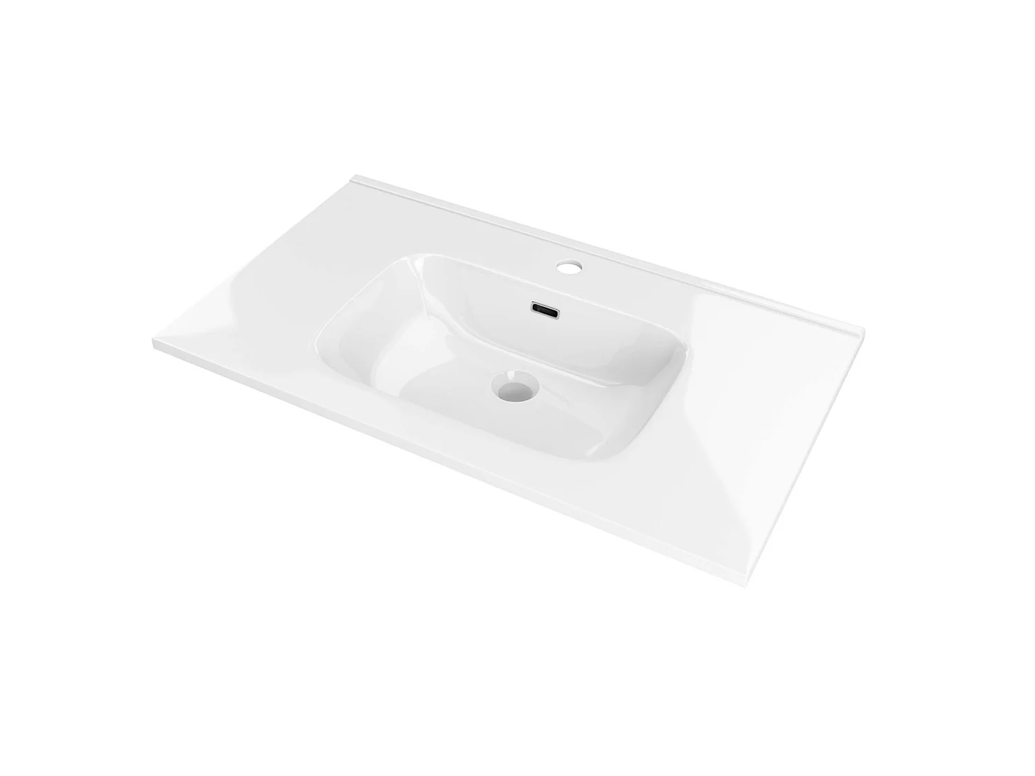 Meuble salle de bain suspendu 100 cm chêne naturel avec vasque céramique blanche - 2 tiroirs - H54 x P45 cm - ICON NOFER