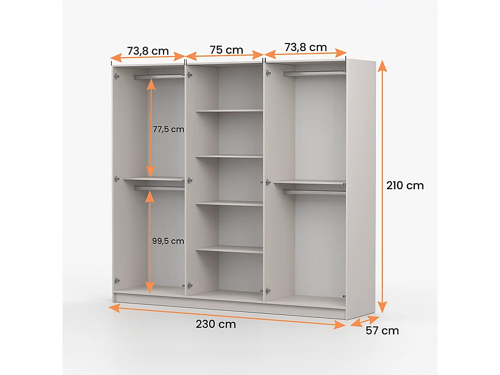 Drehtürenschrank ROSA 6D 230 cm