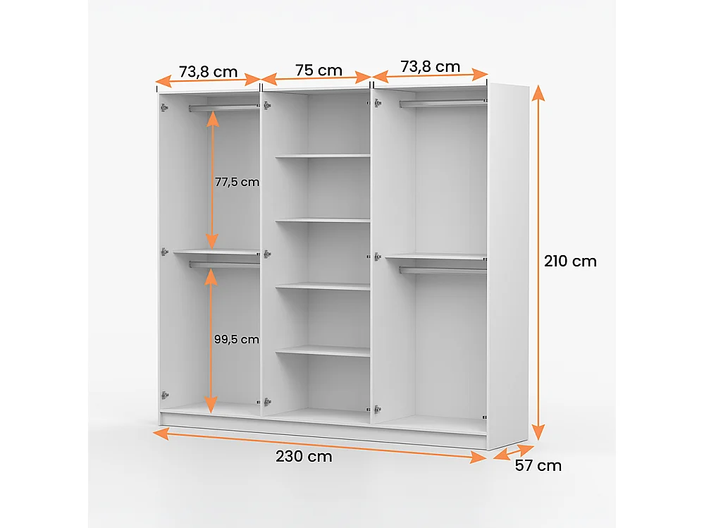 Drehtürenschrank ROSA 6D 230cm