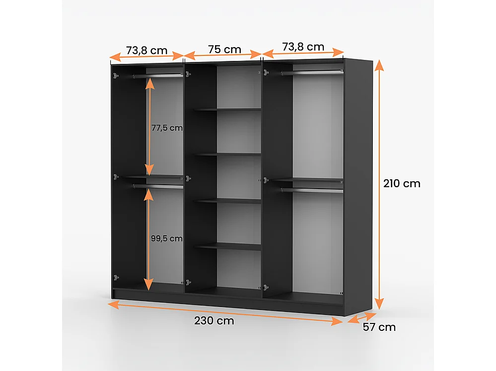 Drehtürenschrank ROSA 6D 230 cm