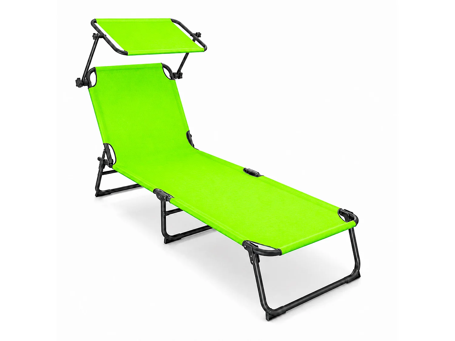 Coppia Di Lettini Mare Pieghevoli Con Parasole Regolabile Sdraio In Acciaio Traspirante Per Spiaggia Campeggio Giardino Relax 24 x 187 x 53 Cm Verde Fluo