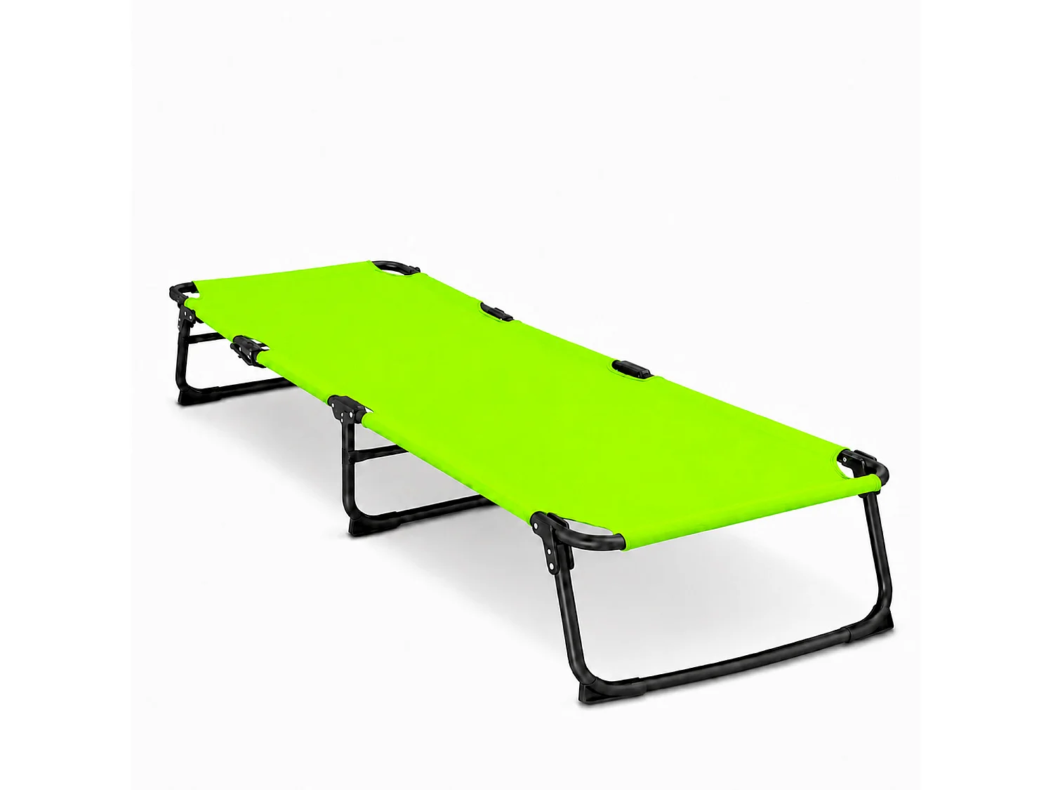 Lettino Da Mare Pieghevole Schienale Reclinabile Regolabile Struttura In Metallo Nero Per Spiaggia Campeggio Piscina 187 x 53 x 24 Cm (Verde Fluo)