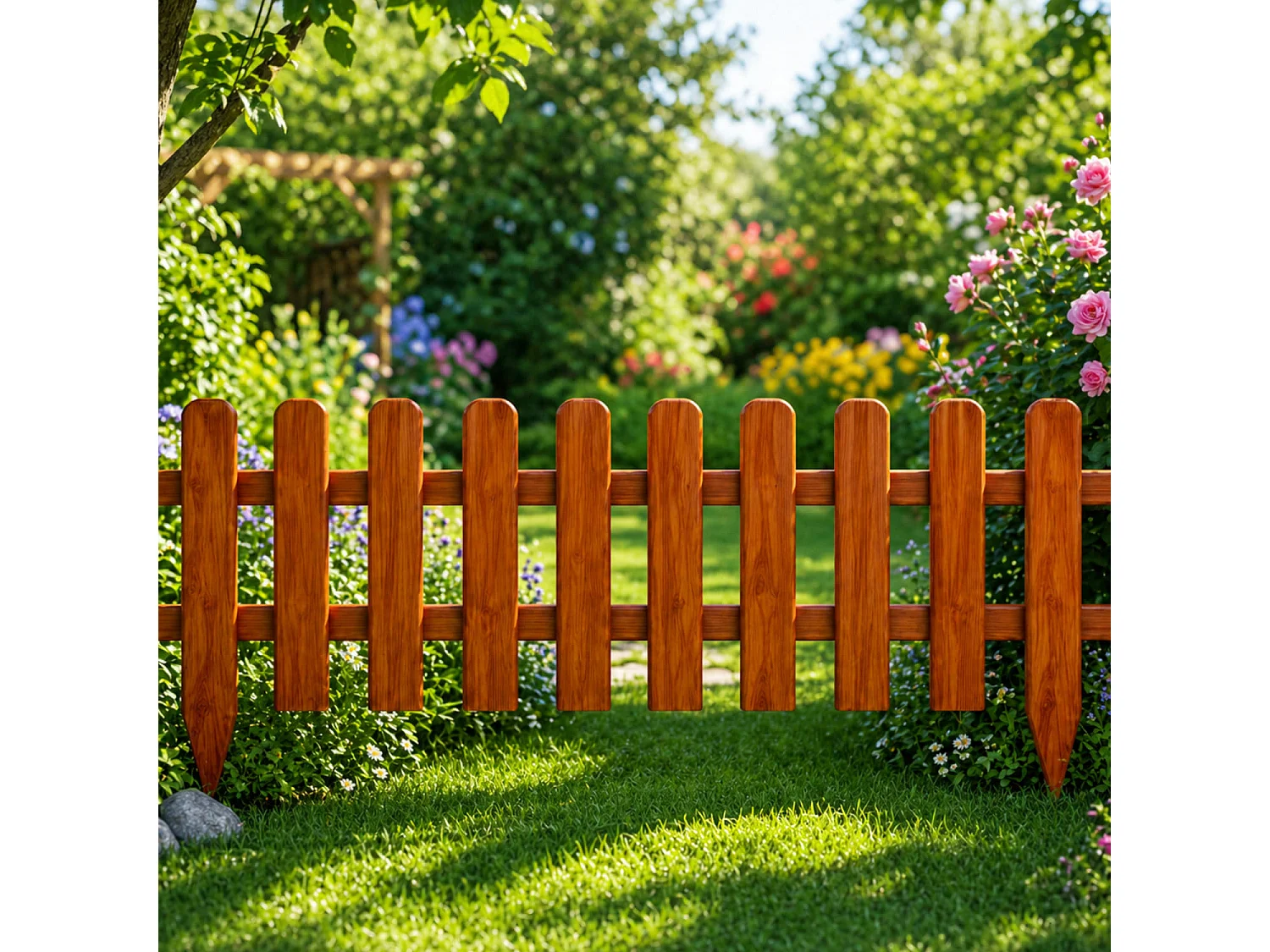 Staccionata In Legno Da Esterno Recinzione Per Terrazzo Giardino E Prato Barriera Decorativa Rustica Resistente 120 X 45 Cm Legno Scuro