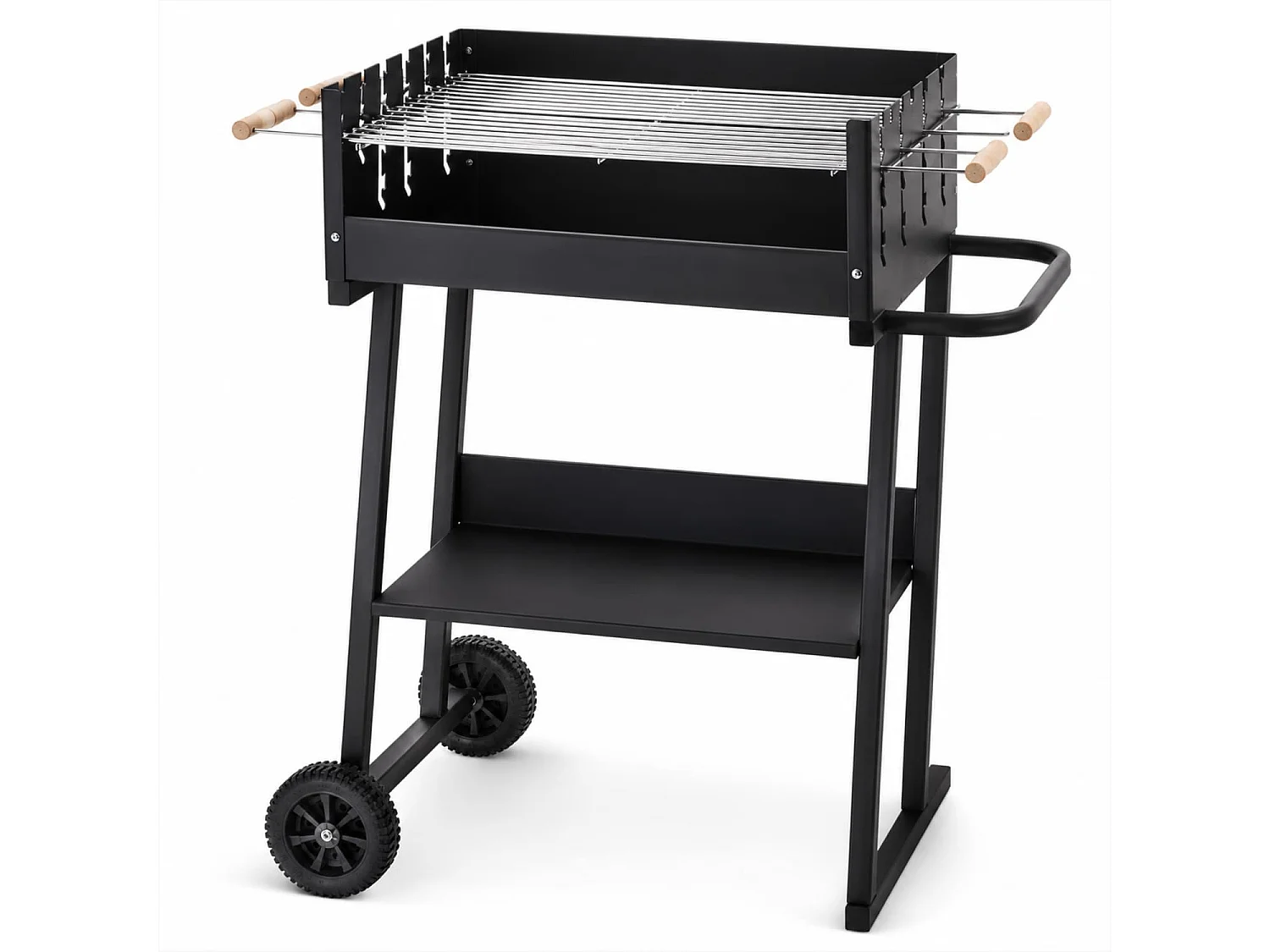 Barbecue Da Giardino Con Griglia Regolabile In Altezza Struttura Resistente In Acciaio Verniciato E Ripiano Porta Accessori Per Eventi Outdoor 87 x 52 x 90 Cm Nero
