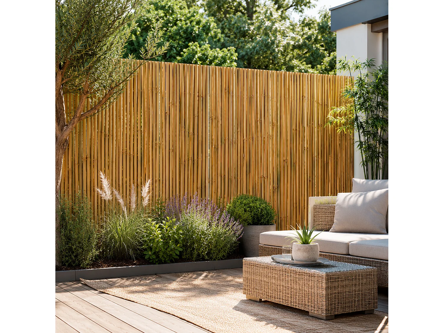 Schermatura Privacy In Bambù Naturale Da Esterno Per Copertura Ombreggiante Con Cannette Resistenti Per Balcone Giardino Gazebo 2.5 X 3 Metri