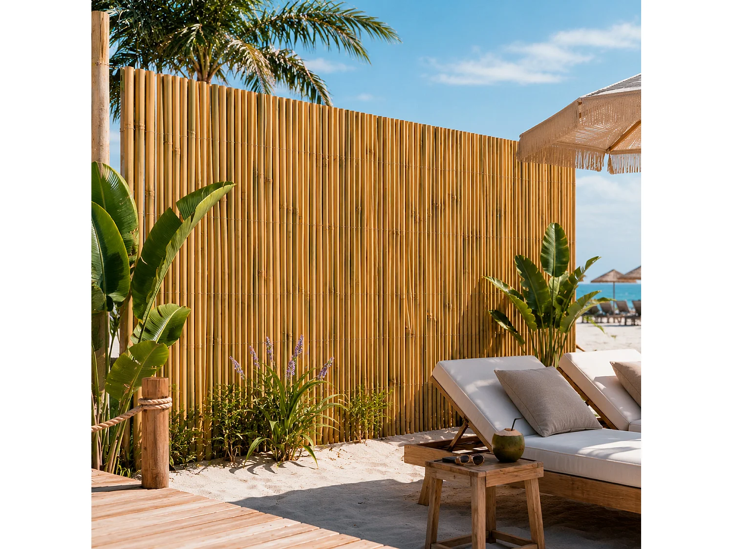 Schermatura Privacy In Bambù Naturale Da Esterno Per Copertura Ombreggiante Con Cannette Resistenti Per Balcone Giardino Gazebo 2.5 X 3 Metri