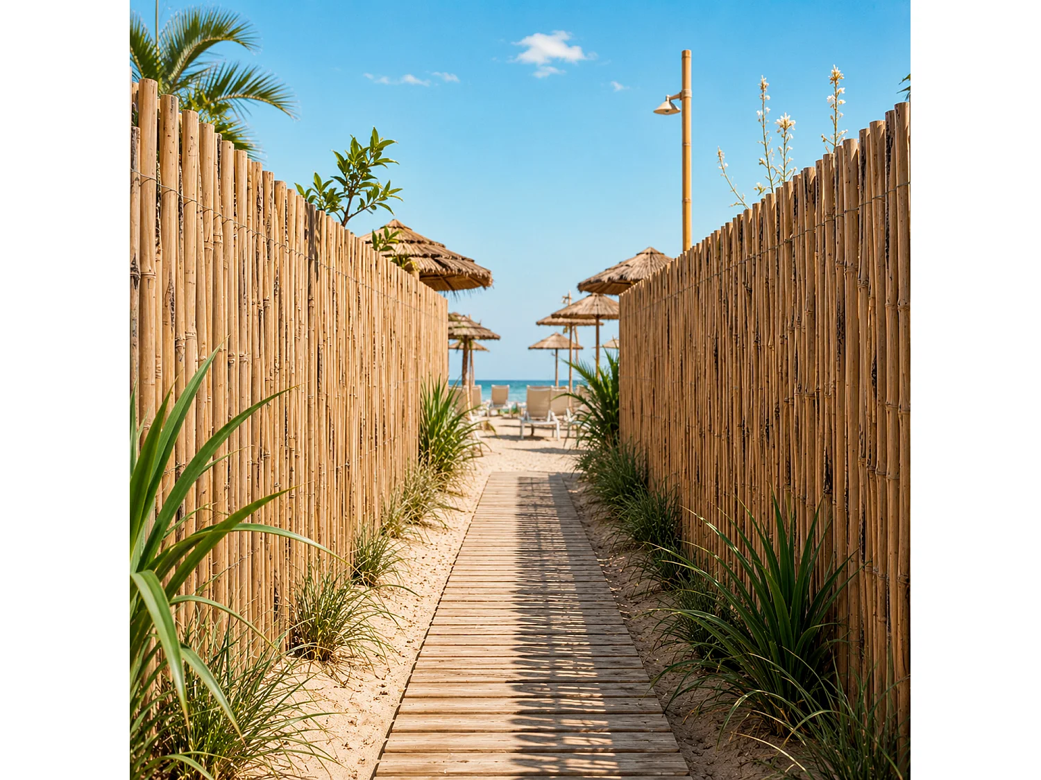 Stuoia In Legno Naturale Divisorio Parasole SchermantePer Esterni Porticato Stabilimento Balneare Fissaggio Semplice Resistente 1.5 x 3 Metri