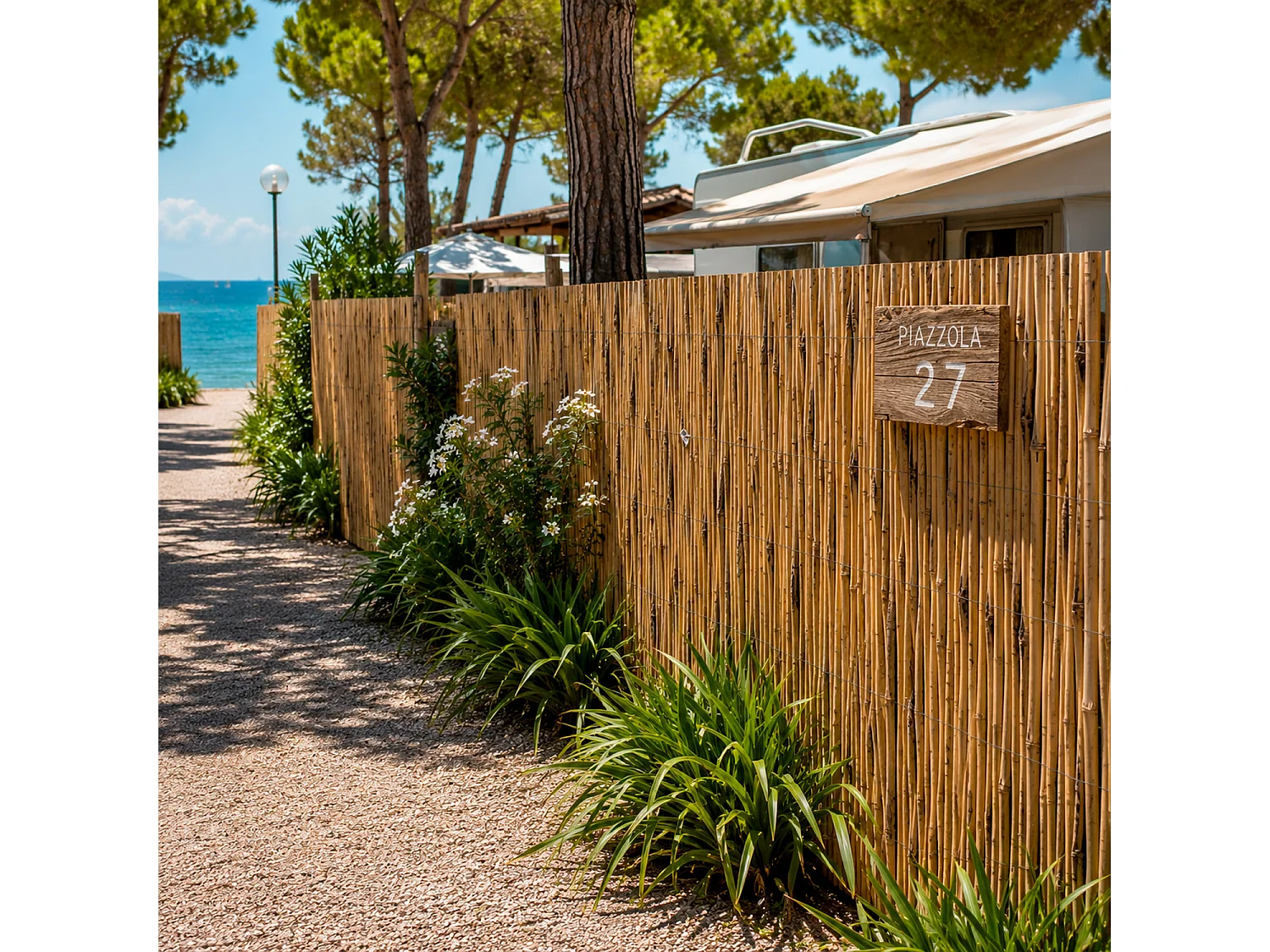 Stuoia In Legno Naturale Divisorio Parasole SchermantePer Esterni Porticato Stabilimento Balneare Fissaggio Semplice Resistente 1.5 x 3 Metri