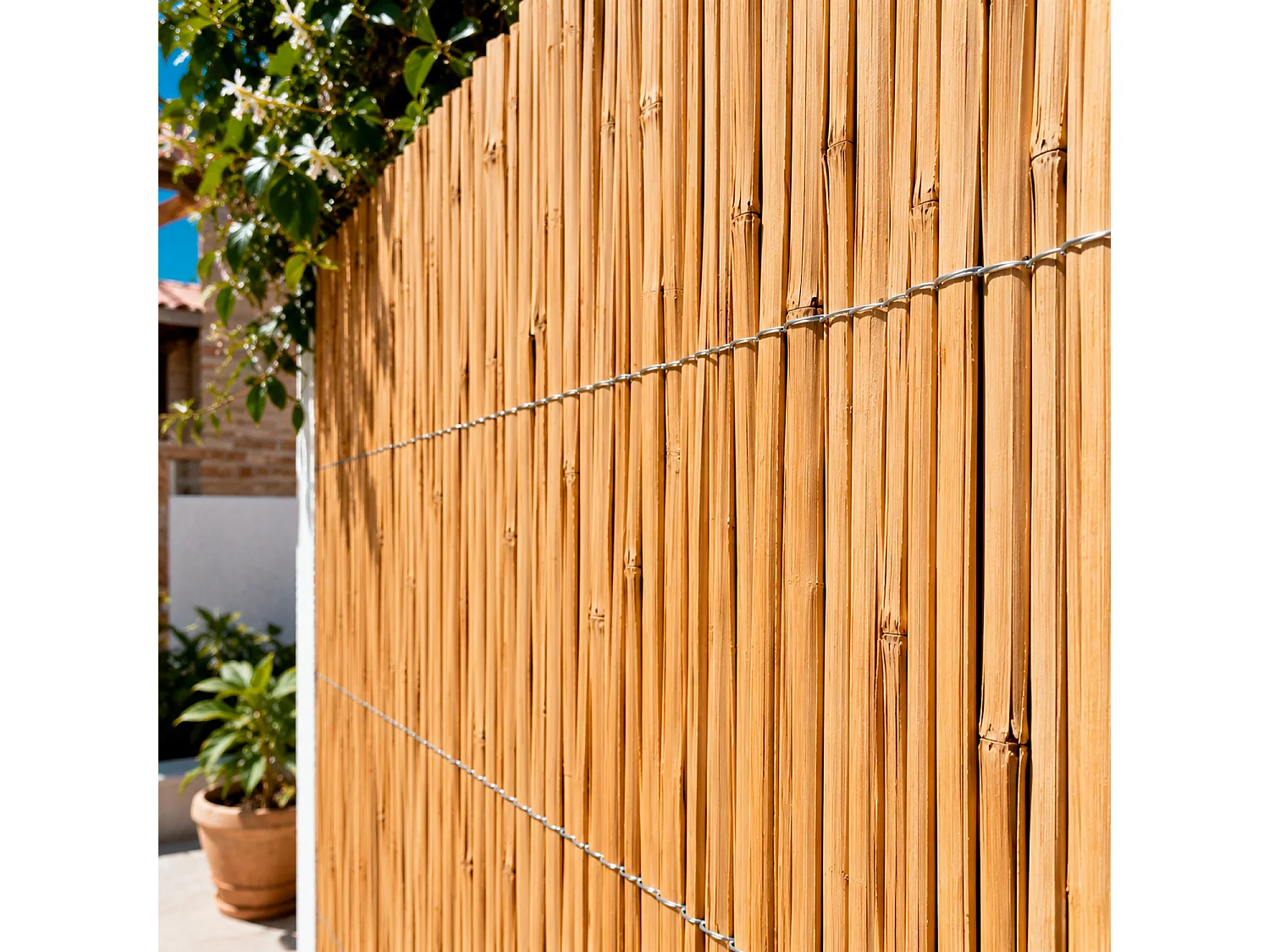 Frangivento In Bamboo Naturale Melbourne A Canna Spaccata Per Arredo Giardino Protezione Privacy Esterna Canniccio Resistente Legato Con Filo Di Ferro 2 X 3 Metri