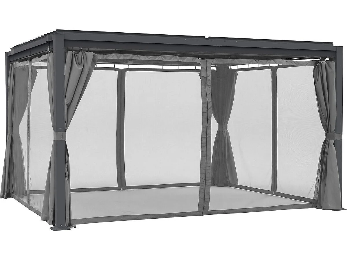 Tenda "Howard" + zanzariera per pergola bioclimatica - 3 x 4 m - Grigio