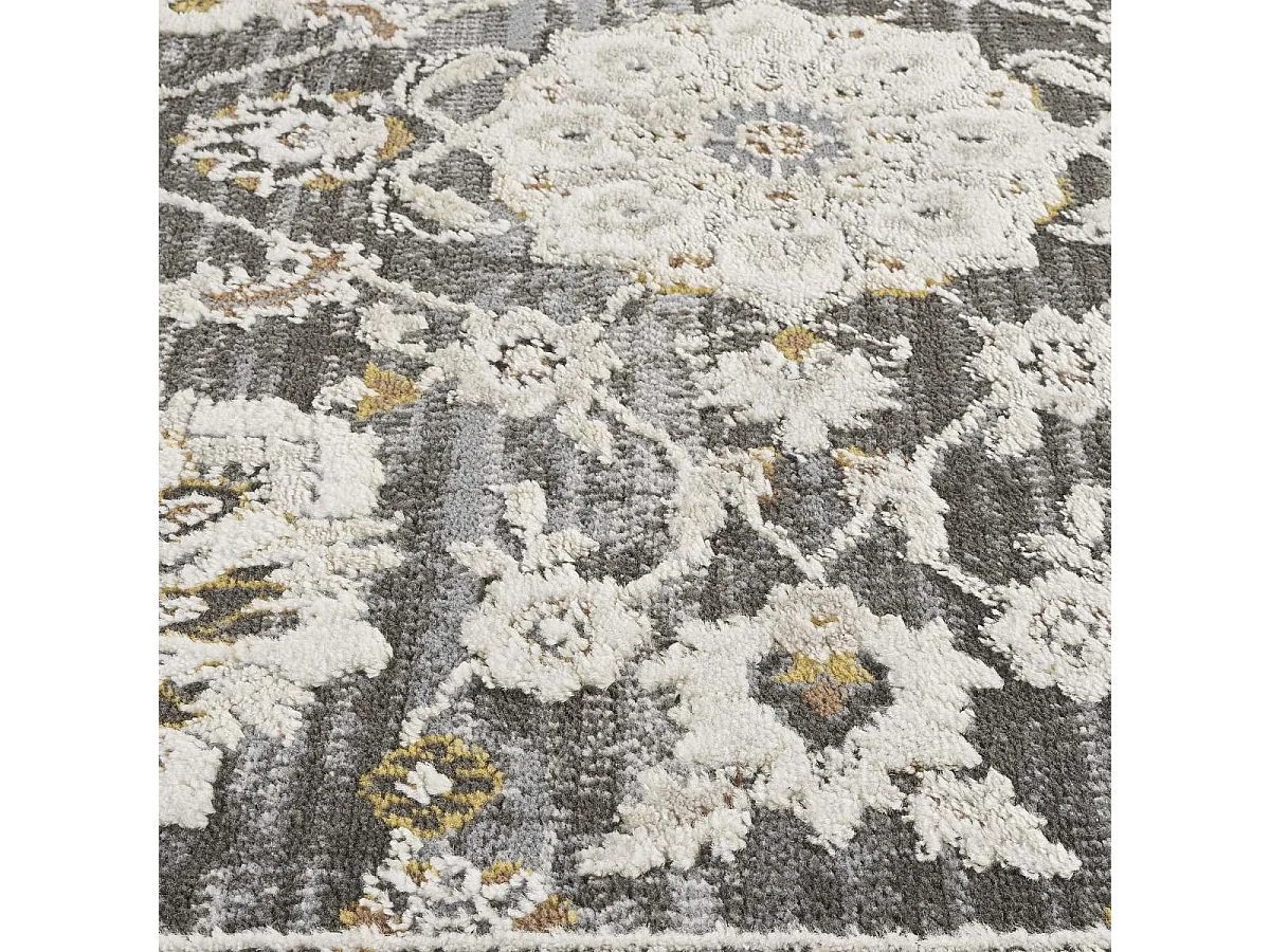 Tapis d'orient, motif oriental en relief, style authentique LYN51 OPALE