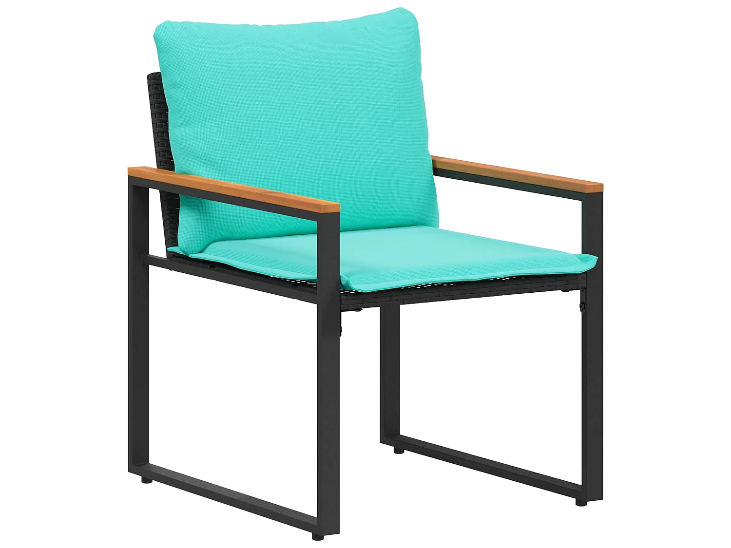 Ensembles de meubles avec coussin 3 pièces Noir et turquoise Rotin