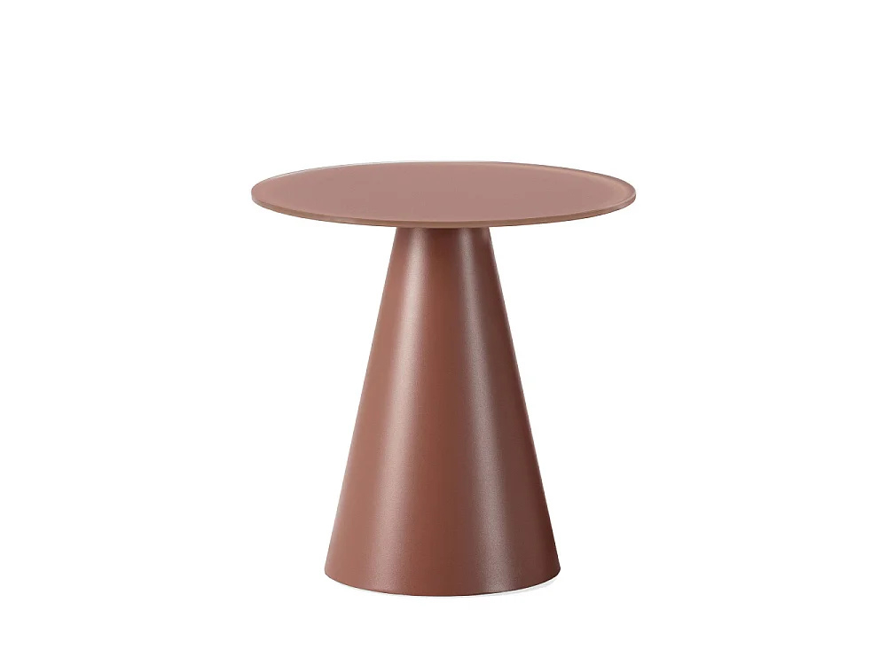 Celeste - Table d'appoint ronde en verre trempé et métal ø45cm - Marron glacé