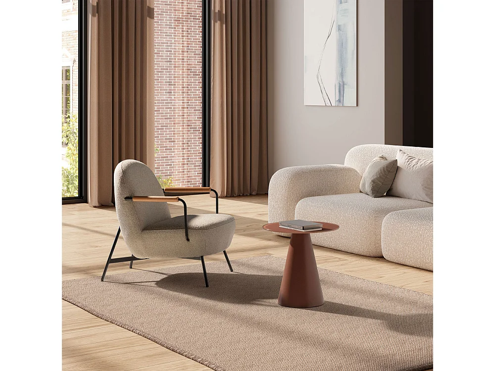 Celeste - Table d'appoint ronde en verre trempé et métal ø45cm - Marron glacé