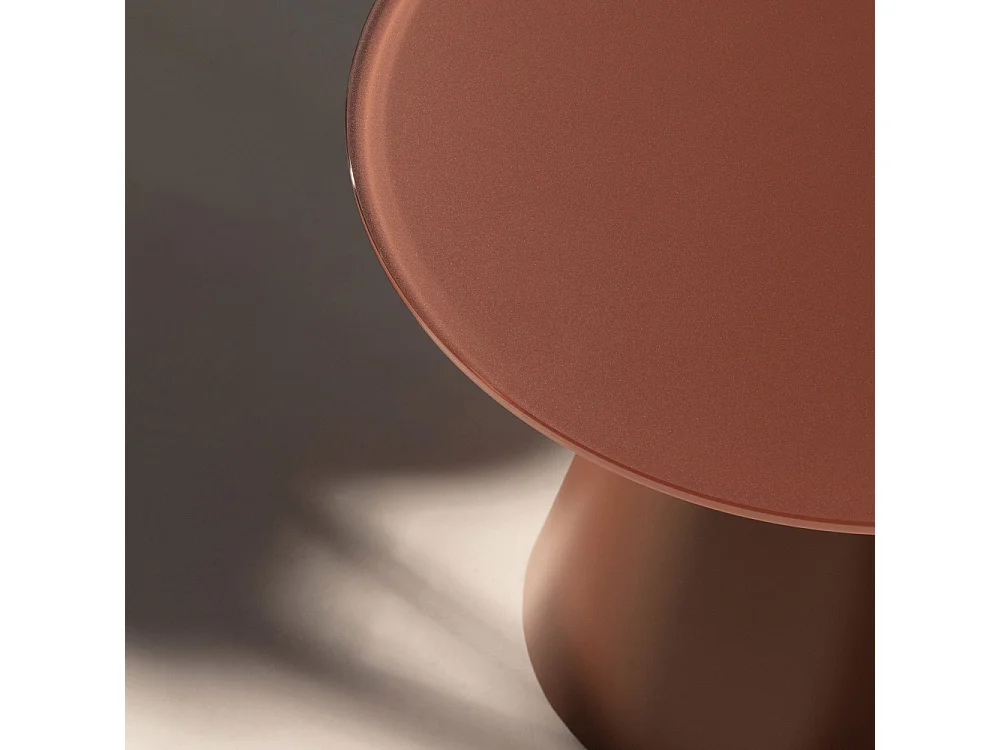 Celeste - Table d'appoint ronde en verre trempé et métal ø45cm - Marron glacé
