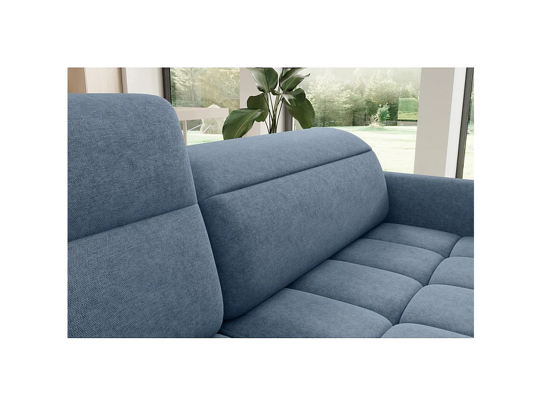Canapé d'angle gauche convertible BARNEA 208 cm bleu marine chiné avec rangement