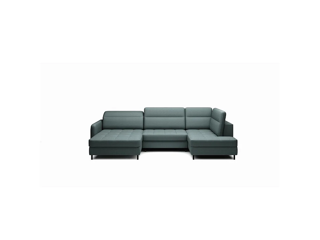 Canapé d'angle convertible BERTHO 306 cm vert foncé – Angle gauche avec coffre