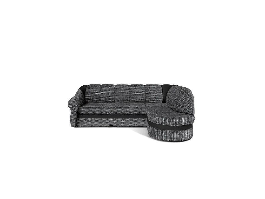 Canapé d'angle droit convertible BENANA 250 cm gris et noir avec coffre
