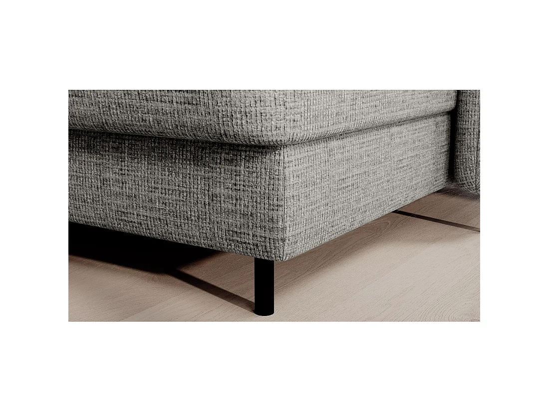 Canapé d'angle convertible BERTHO 306 cm gris clair effet chiné – Angle droit avec coffre