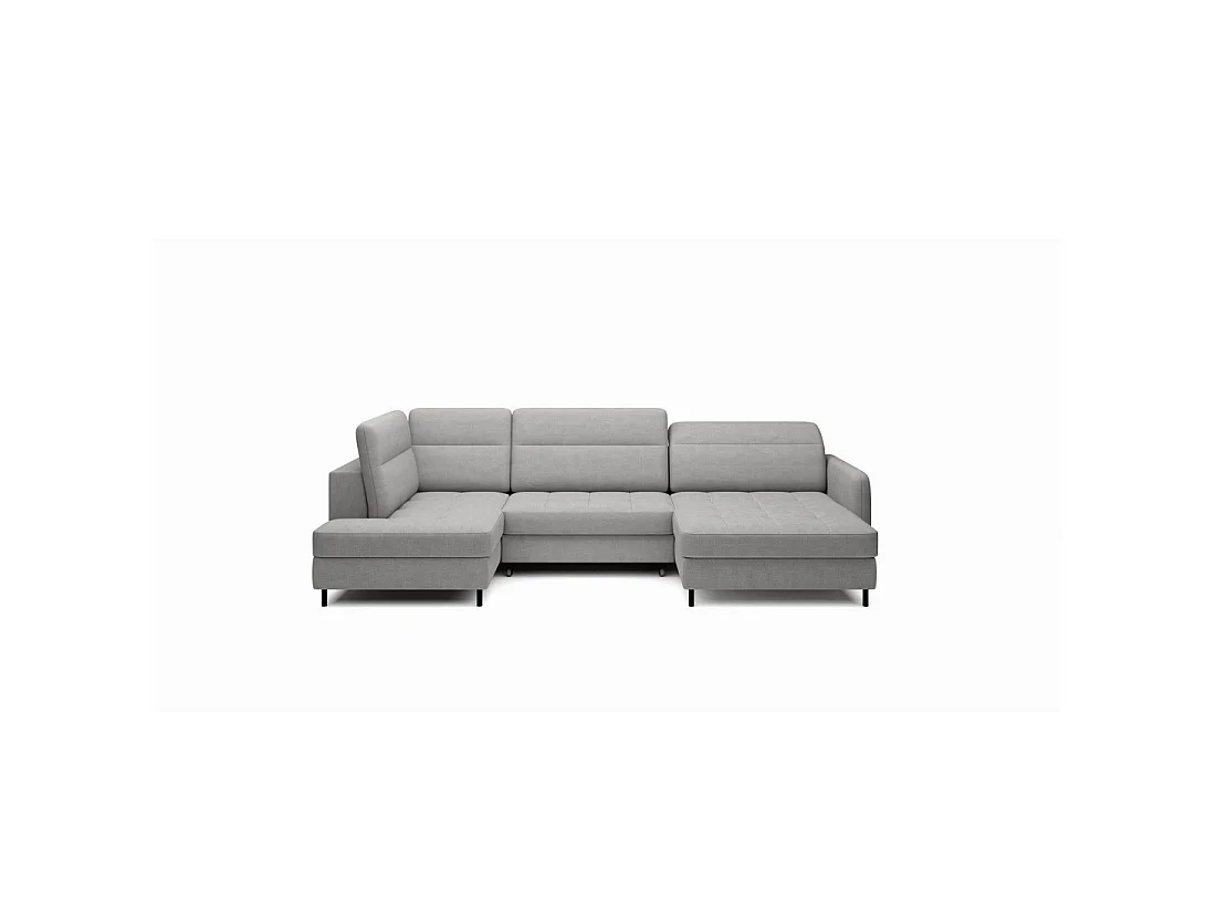 Canapé d'angle convertible BERTHO 306 cm gris foncé chenillé – Angle droit avec coffre