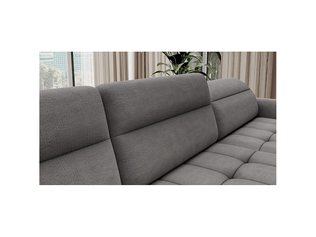 Canapé d'angle convertible BERTHO 306 cm gris foncé chenillé – Angle droit avec coffre