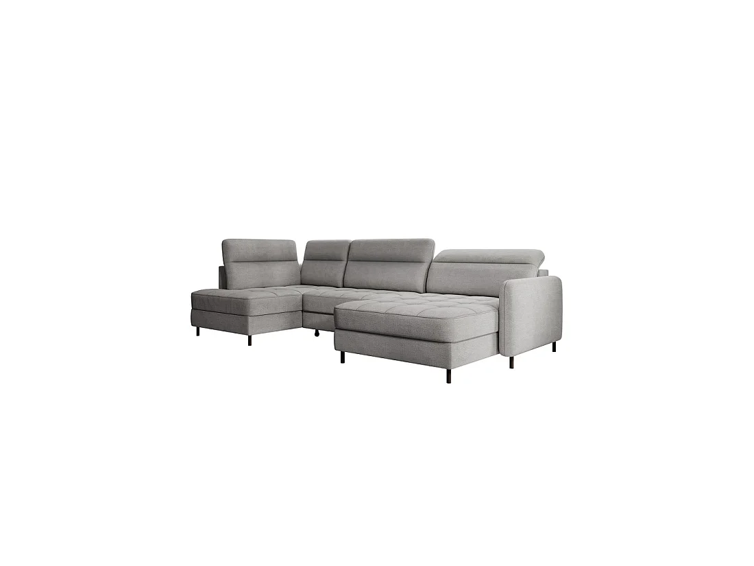 Canapé d'angle convertible BERTHO 306 cm gris foncé chenillé – Angle droit avec coffre