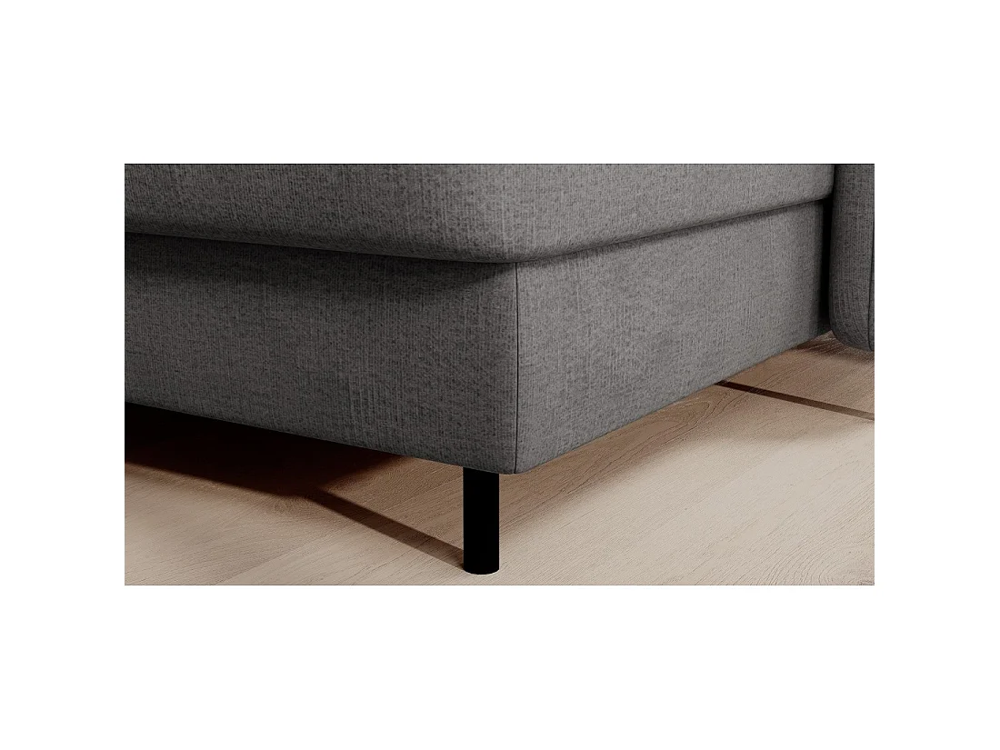 Canapé d'angle convertible BERTHO 306 cm gris foncé chenillé – Angle droit avec coffre