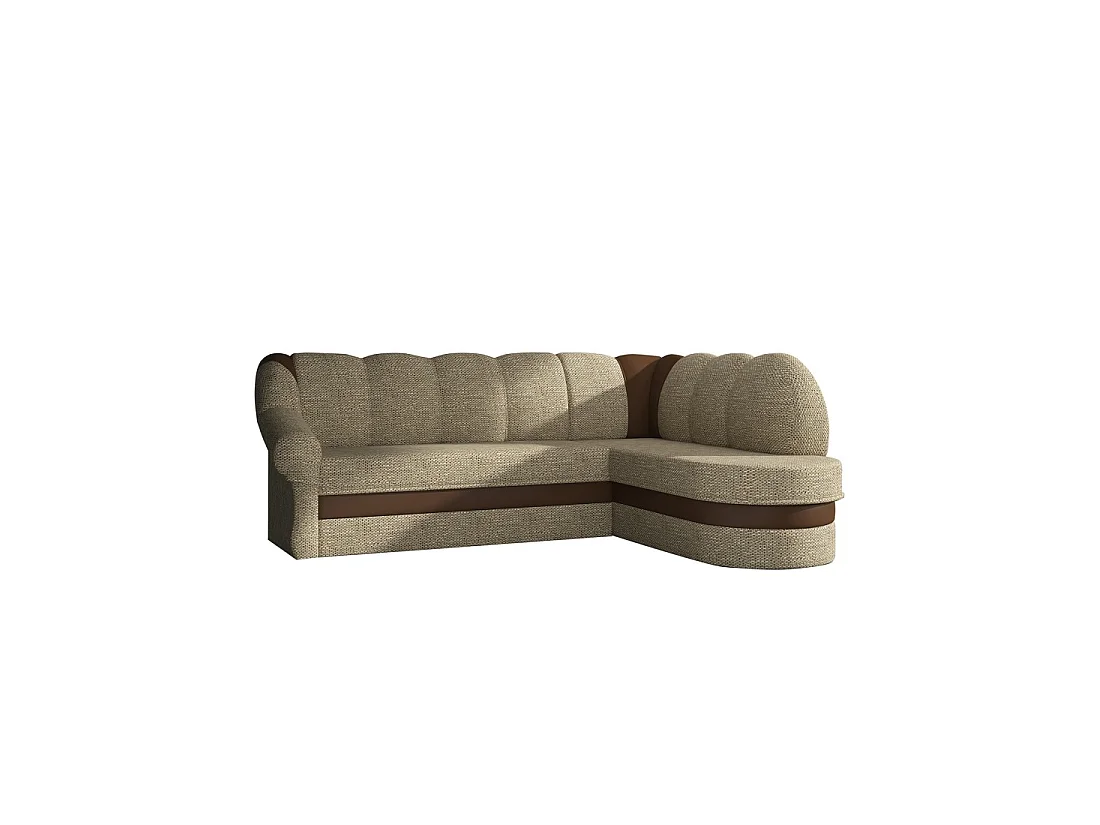 Canapé d'angle droit convertible BENANA 250 cm beige et marron avec coffre de rangement