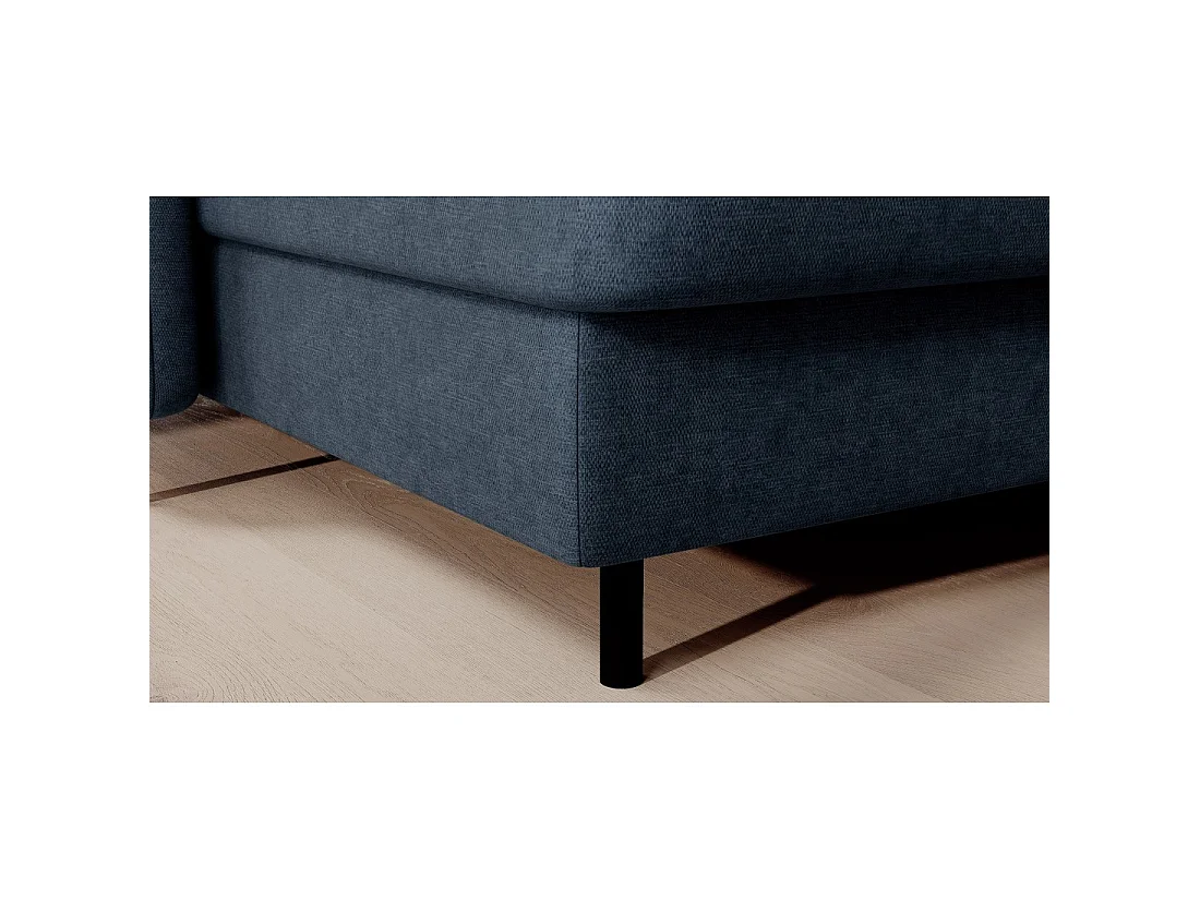 Canapé d'angle convertible BERTHO 306 cm bleu nuit – Angle gauche avec coffre
