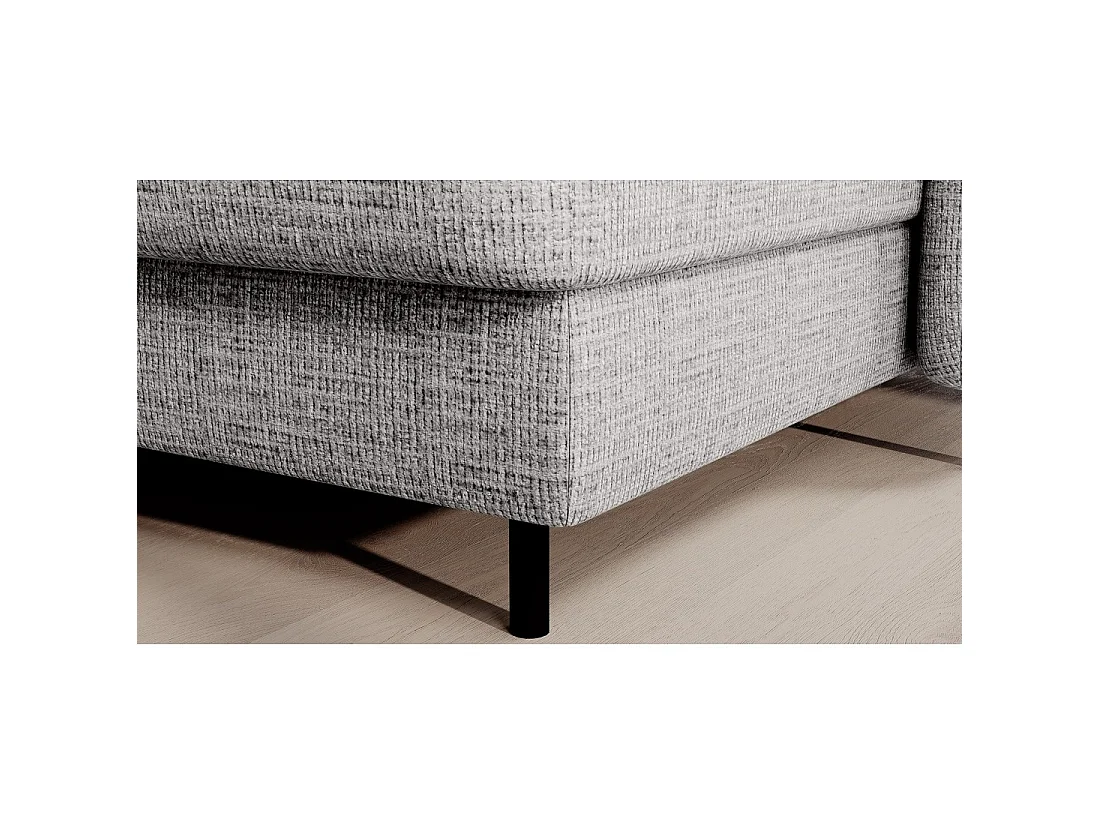 Canapé d'angle convertible BERTHO 306 cm gris clair effet chiné – Angle droit avec coffre