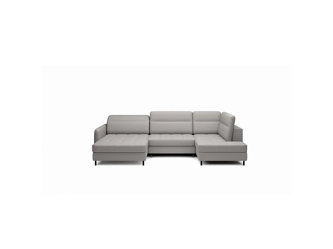 Canapé d'angle convertible BERTHO 306 cm gris – Angle gauche avec coffre