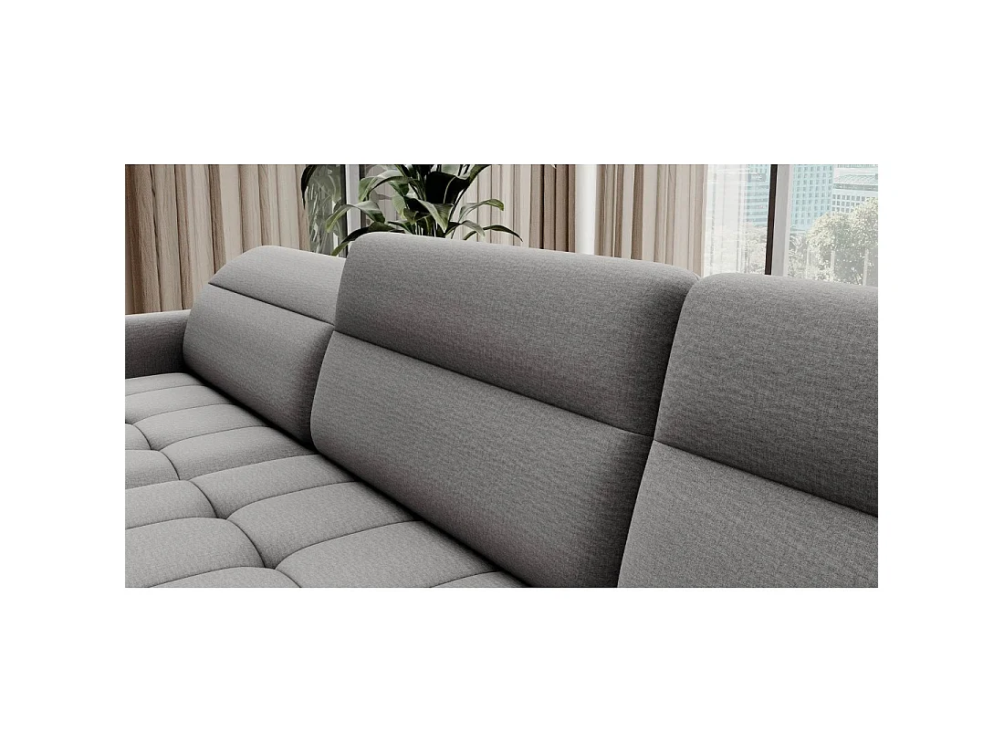 Canapé d'angle convertible BERTHO 306 cm gris – Angle gauche avec coffre