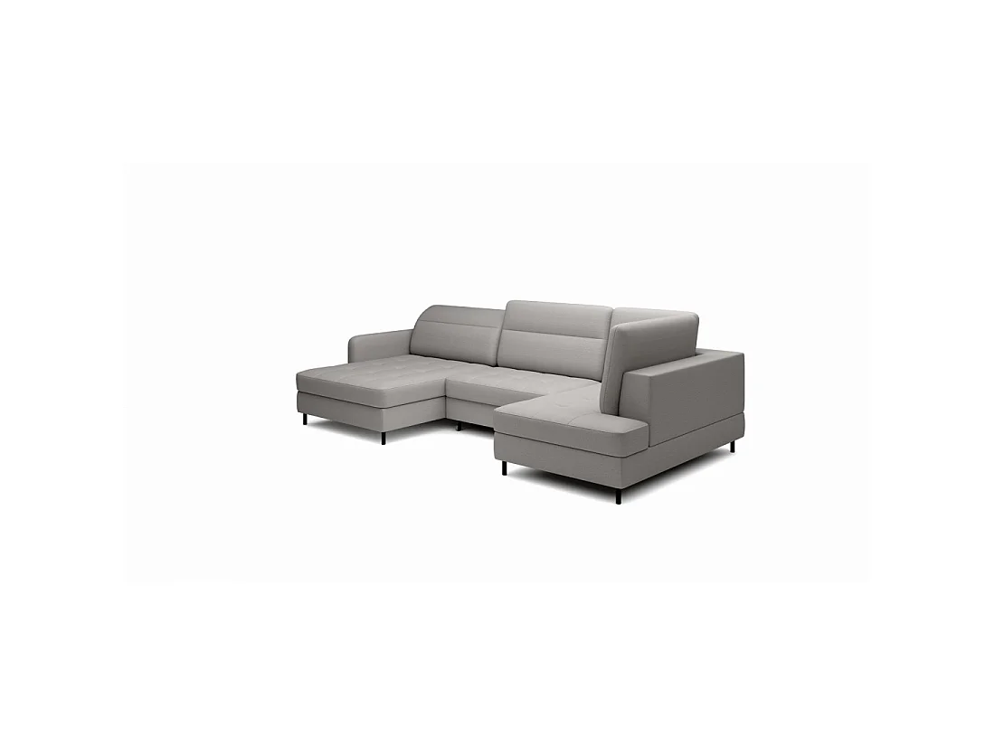 Canapé d'angle convertible BERTHO 306 cm gris – Angle gauche avec coffre