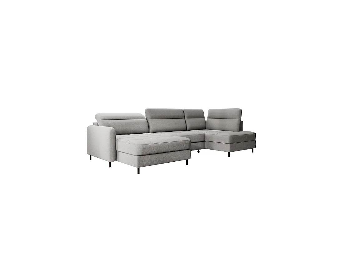 Canapé d'angle convertible BERTHO 306 cm gris – Angle gauche avec coffre
