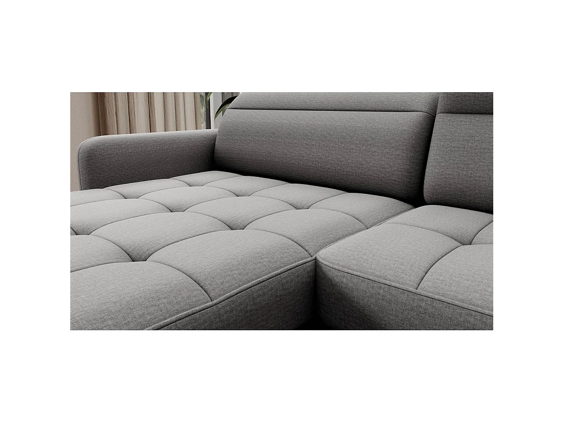 Canapé d'angle convertible BERTHO 306 cm gris – Angle gauche avec coffre